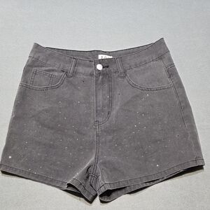 POL Charcoal Jean Shorts With Rhinestones Waist 28 Insram 2 1/2 Inch